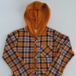 No Comment Girls Stretch Knit Flannel Hoodie Shirt Size Large (14)